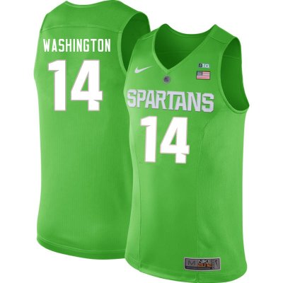 Men Brock Washington Michigan State Spartans #14 Nike NCAA Green Authentic College Stitched Basketball Jersey CB50F88ZV